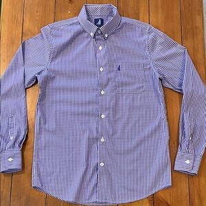 Johnnie-O Boys Performance Purple and White Button Down Shirt Boys 14 EUC